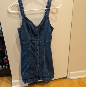 BDG Dark Wash, Button-up, Jean Overalls Dress